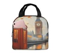 Entemne London Big Ben Phone Booth Borsa per il pranzo per uomini donne bambini borsa termica per il pranzo piccola borsa termica a prova di perdite borse per pasti per lavoro picnic scuola