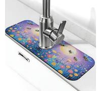 Entemne Luna Animale Ape Fiori Rubinetto Tappetino per Lavello da Cucina Assorbente Splash Guard Drip Catcher Vassoio Rubinetto Drenaggio Pad Tap Mat per Bagno Bancone