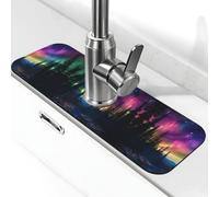 Entemne Northern Lights Aurora View Rubinetto Mat per lavello da cucina Assorbente Splash Guard Goccia Catcher Vassoio Rubinetto Drenaggio Pad Tap Mat per il bancone del bagno
