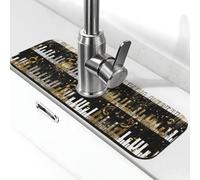 Entemne Note musicali Piano Tastiera Rubinetto Tappetino per Lavello da Cucina Assorbente Splash Guard Drip Catcher Vassoio Rubinetto Drenaggio Pad Tap Mat per il bancone del bagno