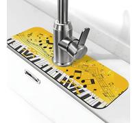 Entemne Note musicali Pianoforte Chiave Rubinetto Tappetino per Lavello da Cucina Assorbente Splash Guard Drip Catcher Vassoio Rubinetto Drenaggio Pad Tap Mat per il bancone del bagno