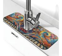 Entemne Note musicali Swirl Piano Tastiera Rubinetto Tappetino per Lavello da Cucina Assorbente Splash Guard Drip Catcher Vassoio Rubinetto Drenaggio Pad Tap Mat per il bancone del bagno