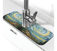 Entemne Notte stellata Pittura a Olio Rubinetto Tappetino per Lavello da Cucina Assorbente Splash Guard Goccia Catcher Vassoio Rubinetto Drenaggio Pad Tap Mat per Bagno Contatore