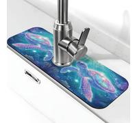 Entemne Ocean Fantasy Pastello Tartaruga Marina Rubinetto Mat per Lavello da Cucina Assorbente Splash Guard Gocciolamento Vassoio Rubinetto Drenaggio Pad Tap Mat per il bancone del bagno