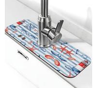 Entemne Ocean Starfish Lighthouse Sea Faucet Mat per lavello da cucina assorbente paraspruzzi protezione antigoccia vassoio rubinetto scarico tappetino rubinetto tappetino per bagno bancone