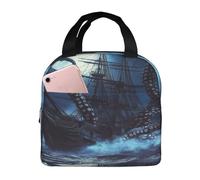 Entemne Octopus Krakens Tentacoli Pirata Nave Borsa per il pranzo per uomini donne bambini Borsa termica per il pranzo piccola borsa termica a prova di perdite per il lavoro picnic scuola