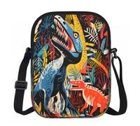 Entemne Piccola borsa a tracolla con animali antichi dinosauri borsa per telefono leggera Water Ressitant piccola borsa a tracolla con 3 tasche e tracolla regolabile per donne uomini uso quotidiano