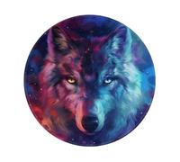 Entemne Piccolo tappetino per mouse rotondo Aniaml Wolf Galaxy Art Painting Base in gomma antiscivolo tappetino per mouse 20 cm tappetino per mouse portatile lavabile tappetino da scrivania per