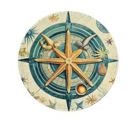 Entemne Piccolo tappetino per mouse rotondo con bussola nautica marina tartarughe vintage base in gomma antiscivolo tappetino per mouse da 20 cm tappetino per mouse portatile lavabile tappetino da