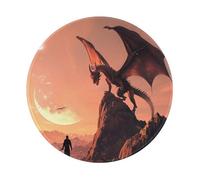 Entemne Piccolo tappetino per mouse rotondo con motivo cavaliere drago, base in gomma antiscivolo, tappetino per mouse da 20 cm, portatile, lavabile, tappetino da scrivania per ufficio, laptop, gioco