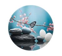 Entemne Piccolo tappetino per mouse rotondo con motivo floreale zen, pietra massaggiante zen, base in gomma antiscivolo, tappetino per mouse da 20 cm, tappetino per mouse portatile, lavabile