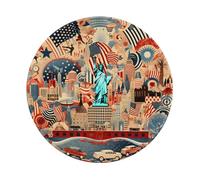 Entemne Piccolo tappetino per mouse rotondo con statua della libertà, città degli Stati Uniti, con base in gomma antiscivolo, 20 cm, tappetino per mouse portatile, lavabile, tappetino da scrivania per