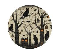 Entemne Piccolo tappetino per mouse rotondo Halloween gatto nero corvo uccelli base in gomma antiscivolo tappetino per mouse 20 cm tappetino per mouse portatile lavabile tappetino da scrivania per