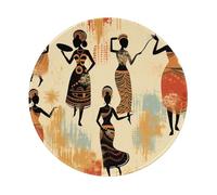 Entemne Piccolo tappetino per mouse rotondo vintage arabeschi che ballano donne africane con base in gomma antiscivolo tappetino per mouse da 20 cm tappetino per mouse portatile lavabile tappetino da