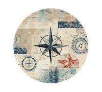 Entemne Piccolo tappetino per mouse rotondo vintage nautico con bussola marina antiscivolo base in gomma tappetino per mouse 20 cm tappetino per mouse portatile lavabile tappetino da scrivania per