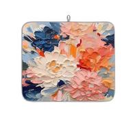 Entemne Piccolo tappetino scolapiatti 40 x 46 cm pittura a olio fiori tappetino di asciugatura per la protezione del bancone della cucina assorbente resistente al calore tappetini da bar scolapiatti