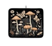 Entemne Piccolo tappetino scolapiatti 40 x 46 cm vintage fungo botanico floreale luna tappetino per asciugare il bancone della cucina, assorbente resistente al calore, tappetino scolapiatti per bar