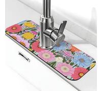 Entemne Primavera Fiori Colorati Rubinetto Mat per Lavello Della Cucina Assorbente Splash Guard Drip Catcher Vassoio Rubinetto Drenaggio Pad Tap Mat per il Contatore del Bagno