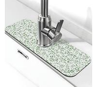 Entemne Primavera Foglie Verdi Rubinetto Mat per Lavello Della Cucina Assorbente Splash Guard Drip Catcher Vassoio Rubinetto Drenaggio Pad Tap Mat per Bagno Contatore