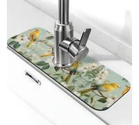 Entemne Primavera Giallo Uccelli Rubinetto Mat per Lavello Della Cucina Assorbente Splash Guard Drip Catcher Vassoio Rubinetto Drenaggio Pad Tap Mat per Bagno Contatore