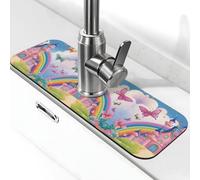 Entemne Rainbow Princess Castle Farfalla Rubinetto Tappetino per Lavello da Cucina Assorbente Splash Guard Goccia Vassoio Rubinetto Drenaggio Pad Tap Mat per Bagno Bancone