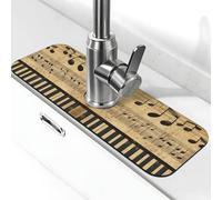 Entemne Retro Note Musicali Pianoforte Tasti Rubinetto Tappetino per Lavello da Cucina Assorbente Splash Guard Goccia Vassoio Rubinetto Drenaggio Pad Tap Mat per Bagno Bancone