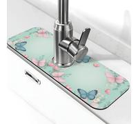 Entemne Rosa Blu Farfalla Rubinetto Mat per Lavello Della Cucina Assorbente Splash Guard Drip Catcher Vassoio Rubinetto Drenaggio Pad Tap Mat per Bagno Contatore