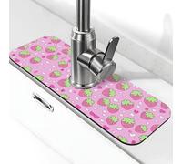 Entemne Rosa Fragola Cuori Rubinetto Mat per Lavello Della Cucina Assorbente Splash Guard Drip Catcher Vassoio Rubinetto Drenaggio Pad Tap Mat per Bagno Contatore