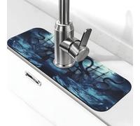 Entemne Sea Moon Krakens Tentacolo Nave Rubinetto Tappetino per Lavello da Cucina Assorbente Splash Guard Goccia Catcher Vassoio Rubinetto Drenaggio Pad Tap Mat per il bancone del bagno