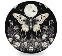 Entemne Set di 1 sottobicchieri gotici con falena, farfalla, luna, floreale, assorbenti, in ceramica, con retro in sughero, protezione per il tavolo, resistente al calore, antiscivolo, regalo di