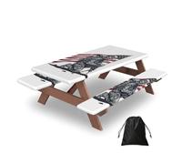 Entemne Set di tovaglia da picnic con bandiera americana con 2 coperture per panche, 1,5 m