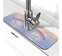 Entemne Simpatico Elefante Colorato Arte Rubinetto Mat per Lavello Della Cucina Assorbente Splash Guard Drip Catcher Vassoio Rubinetto Drenaggio Pad Tap Mat per Bagno Contatore