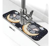 Entemne Simpatico Elefante Luna Rubinetto Mat per Lavello da Cucina Assorbente Splash Guard Drip Catcher Vassoio Rubinetto Drenaggio Pad Tap Mat per Bagno Contatore
