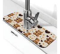 Entemne Simpatico Orso Stella Modello Rubinetto Mat per Lavello Della Cucina Assorbente Splash Guard Drip Catcher Vassoio Rubinetto Drenaggio Pad Tap Mat per Bagno Contatore