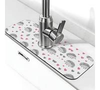 Entemne Simpatico riccio rosa amore rubinetto Mat per lavello da cucina assorbente paraspruzzi protezione antigoccia vassoio rubinetto scarico tappetino rubinetto per bancone bagno