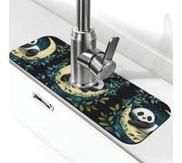 Entemne Simpatico Sleep Panda Luna Rubinetto Tappetino per Lavello da Cucina Assorbente Splash Guard Drip Catcher Vassoio Rubinetto Drenaggio Pad Tap Mat per Bagno Contatore