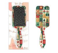 Entemne Spazzola per capelli per donne, uomini, ragazze e ragazzi, rosso e verde, elementi natalizi, spazzola massaggiante per cuoio capelluto, pettine per capelli asciutti bagnati, districanti