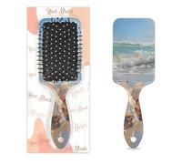 Entemne Spazzola per capelli per donne, uomini, ragazze, ragazzi, spiaggia, oceano, conchiglie, massaggio del cuoio capelluto, pettine a cuscino d'aria, pettine per capelli bagnati e asciutti