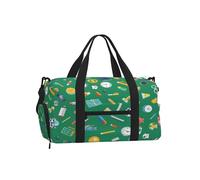 Entemne Sport Soocer - Borsa da palestra con scomparto per scarpe da donna, borsa da viaggio, leggera, impermeabile, per fine settimana e notte, School Items Pen Clock Patten, 45x23x25cm, Classico
