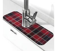 Entemne Tappetino classico per rubinetto scozzese rosso blu tartan per lavello da cucina assorbente paraspruzzi vassoio raccogli gocce rubinetto tappetino per rubinetto tappetino per bagno