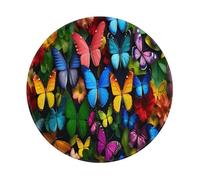 Entemne Tappetino per mouse rotondo con farfalle colorate, base in gomma antiscivolo, 20 cm, tappetino per mouse portatile, lavabile, tappetino da scrivania per ufficio, laptop, gioco, regalo, 4 pezzi