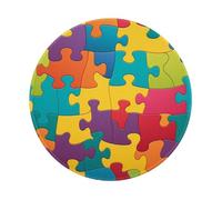 Entemne Tappetino per mouse rotondo piccolo con motivo puzzle colorato, base in gomma antiscivolo, tappetino per mouse da 20 cm, tappetino per mouse portatile, lavabile, tappetino da scrivania per