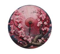 Entemne Tappetino per mouse rotondo piccolo con ombrello giapponese in fiore fiore di ciliegio base in gomma antiscivolo tappetino per mouse 20 cm tappetino per mouse portatile lavabile tappetino da