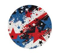 Entemne Tappetino per mouse rotondo, piccolo, con stella blu rossa e bandiera degli Stati Uniti, base in gomma antiscivolo, 20 cm, tappetino per mouse portatile, lavabile, tappetino da scrivania per