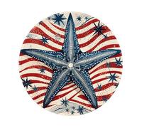 Entemne Tappetino per mouse rotondo piccolo con stella marina bandiera rossa striscia base in gomma antiscivolo tappetino per mouse 20 cm tappetino per mouse portatile lavabile tappetino da scrivania