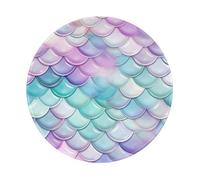 Entemne Tappetino per mouse rotondo piccolo, motivo squame di sirena, colore rosa e blu, con base in gomma antiscivolo, 20 cm, tappetino per mouse portatile, lavabile, tappetino da scrivania per