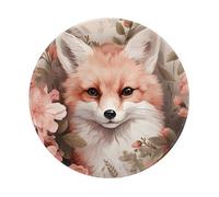 Entemne Tappetino per mouse rotondo, piccolo, rosa, fiore, animale, volpe, base in gomma antiscivolo, 20 cm, tappetino per mouse portatile, lavabile, tappetino da scrivania per ufficio, laptop, gioco