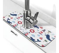 Entemne Tappetino per rubinetto a balena faro marino per lavello da cucina assorbente paraspruzzi vassoio raccogli gocce rubinetto tappetino per rubinetto tappetino per il bancone del bagno