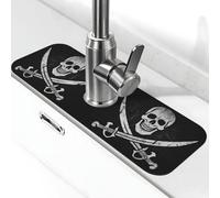 Entemne Tappetino per rubinetto a sciabola con teschio gotico per lavello da cucina assorbente paraspruzzi vassoio gocciolamento vassoio rubinetto tappetino per rubinetto per bancone del bagno