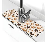 Entemne Tappetino per rubinetto con motivo a zampa carino per lavello da cucina, assorbente, paraspruzzi, gocciolatoio, vassoio per rubinetto, tappetino per rubinetto per bancone del bagno